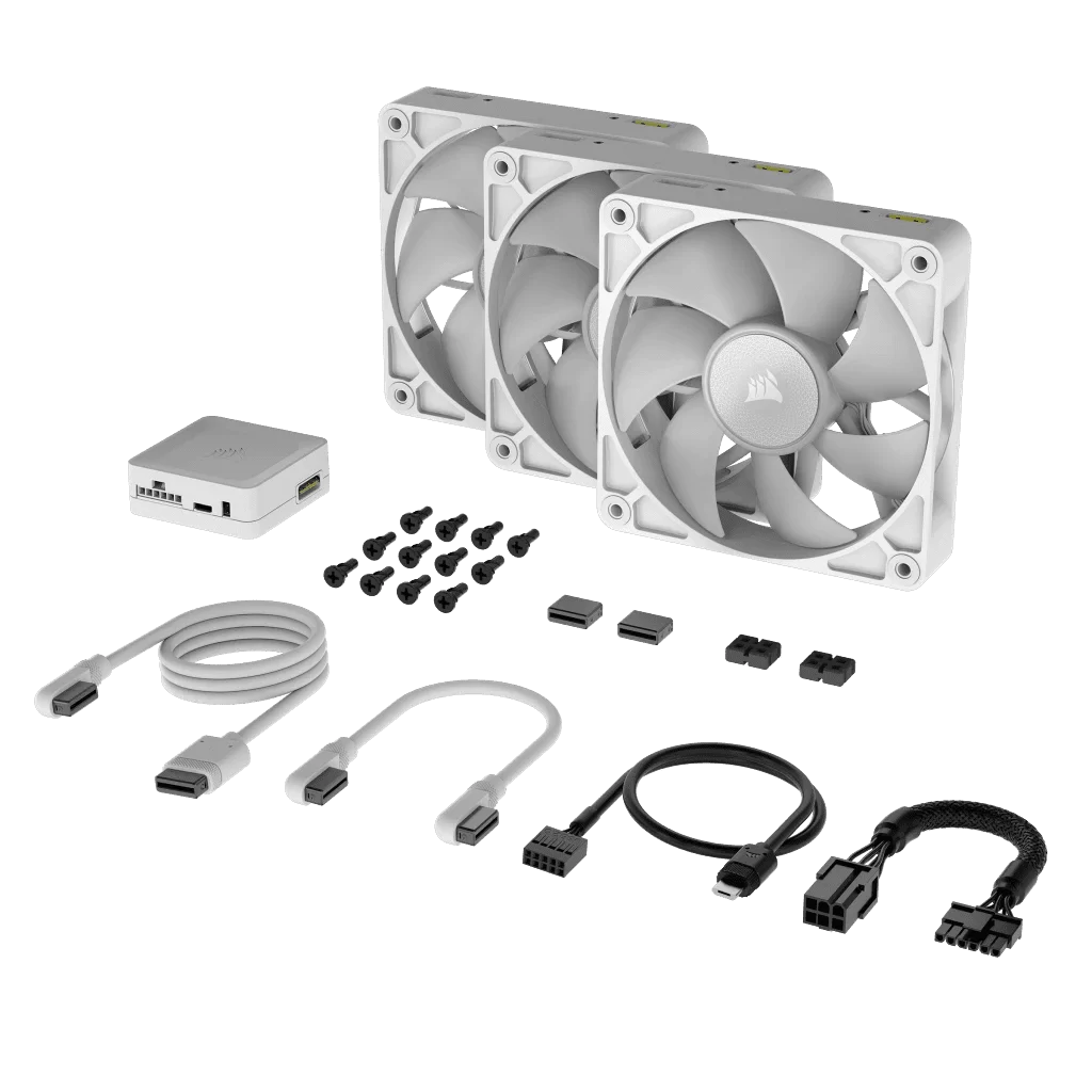 CORSAIR iCUE LINK RX120 RGB White Triple Starter Kit Fans - 3x 120mm PWM Fan, iCUE LINK System Hub included 3 CORSAIR iCUE LINK RX120 RGB White Triple Starter Kit Fans - 3x 120mm PWM Fan, iCUE LINK System Hub included - Ảnh 3