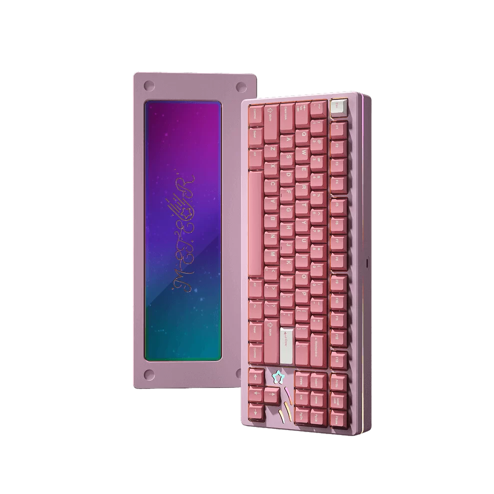 Kit Meteor80 R2 Keyboard - Case Color E-Pink - Tạ PVD Prism - 3 Mode Plate Alu , No Chamfer