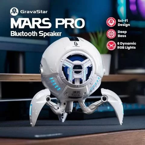 GravaStar Mars Pro Sci-fi Bluetooth Speaker - White 2 GravaStar Mars Pro Sci-fi Bluetooth Speaker - White - Ảnh 2