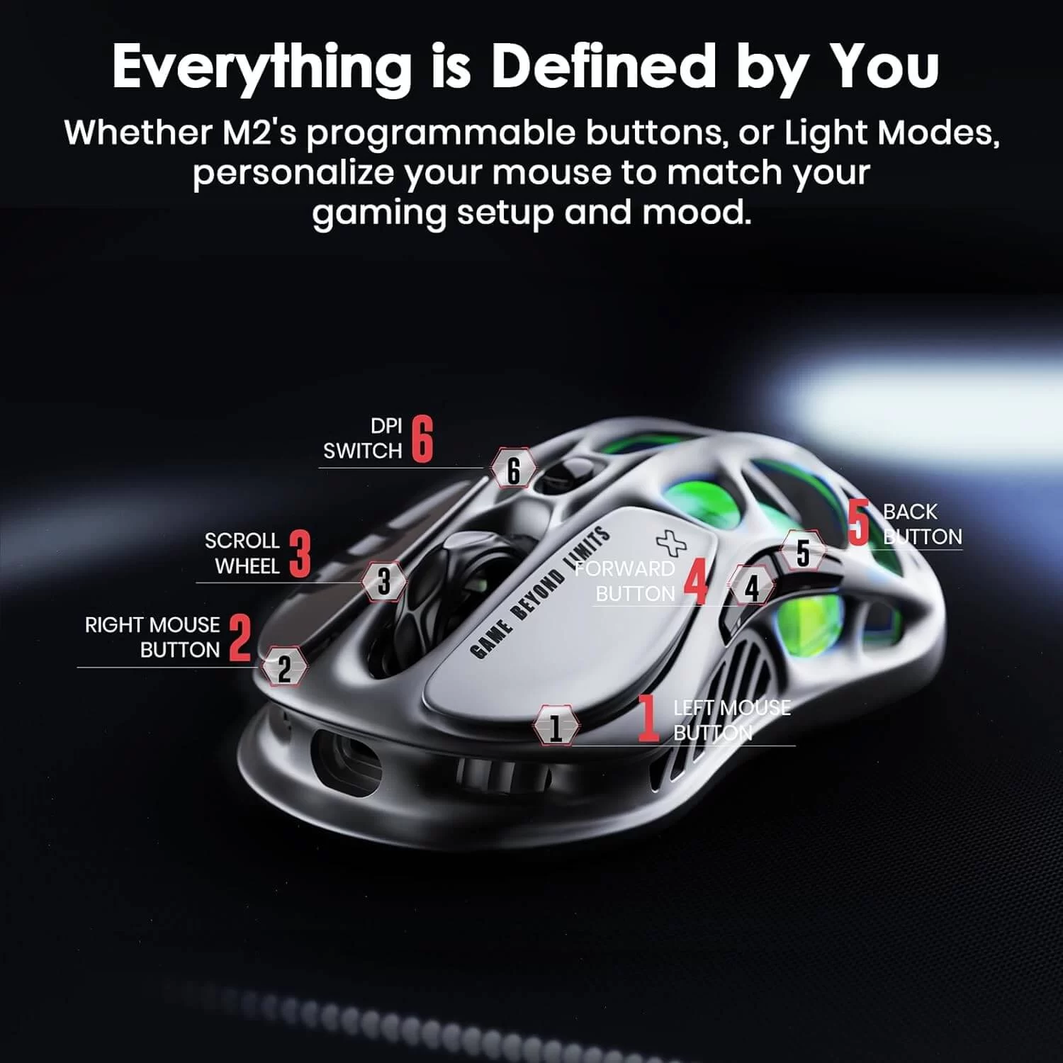 GravaStar Mercury M1 Pro Gunmetal Gray Wireless Gaming Mouse 4 GravaStar Mercury M1 Pro Gunmetal Gray Wireless Gaming Mouse - Ảnh 4