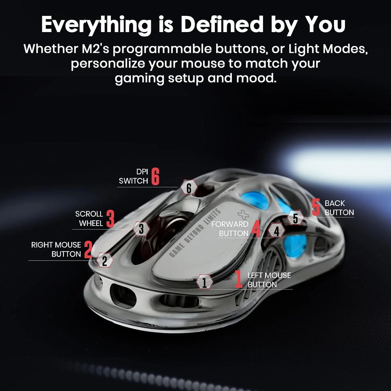 GravaStar Mercury M1 Pro Battle Worn Edition Wireless Gaming Mouse - Silver Mist 5 GravaStar Mercury M1 Pro Battle Worn Edition Wireless Gaming Mouse - Silver Mist - Ảnh 5