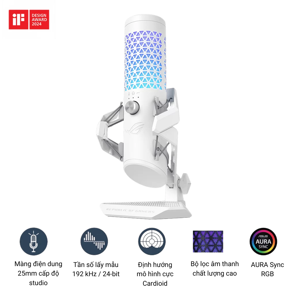 Microphone ASUS ROG Carnyx MoonLight White USB Gaming Microphone 5 Microphone ASUS ROG Carnyx MoonLight White USB Gaming Microphone - Ảnh 5