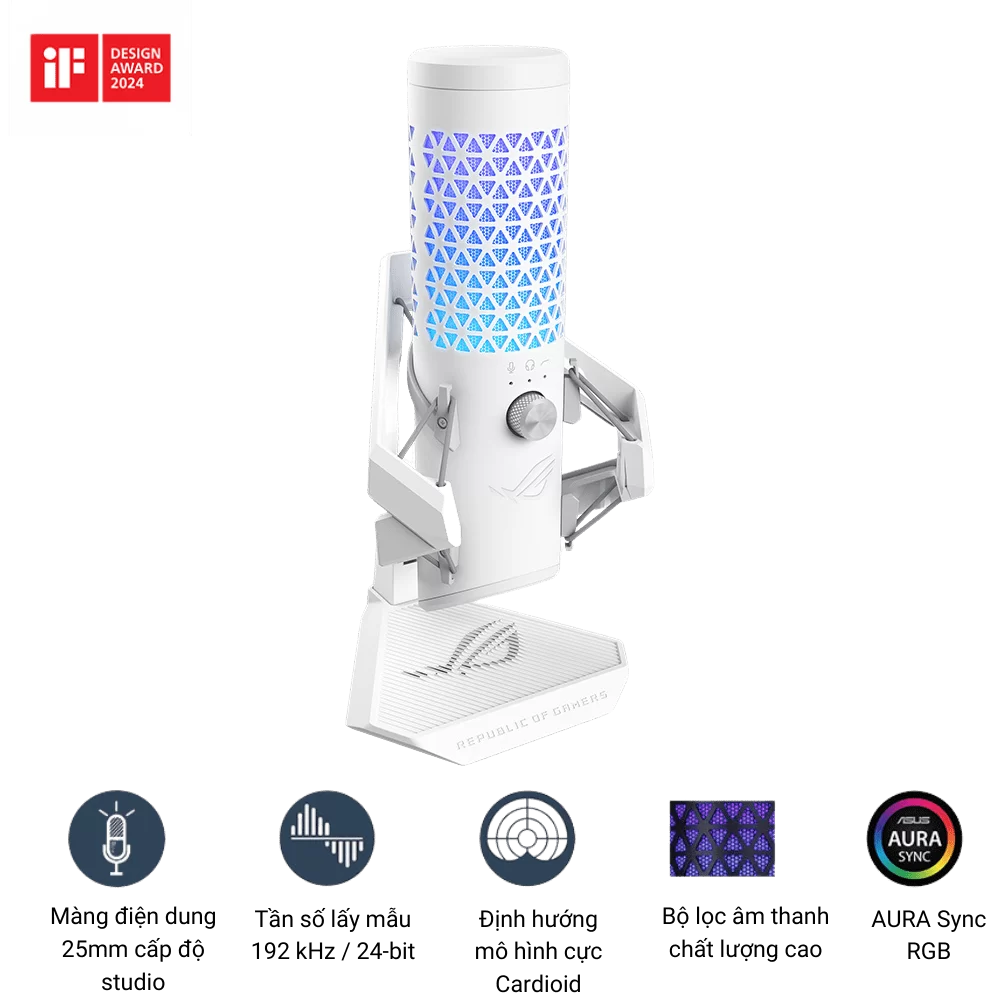 Microphone ASUS ROG Carnyx MoonLight White USB Gaming Microphone 3 Microphone ASUS ROG Carnyx MoonLight White USB Gaming Microphone - Ảnh 3