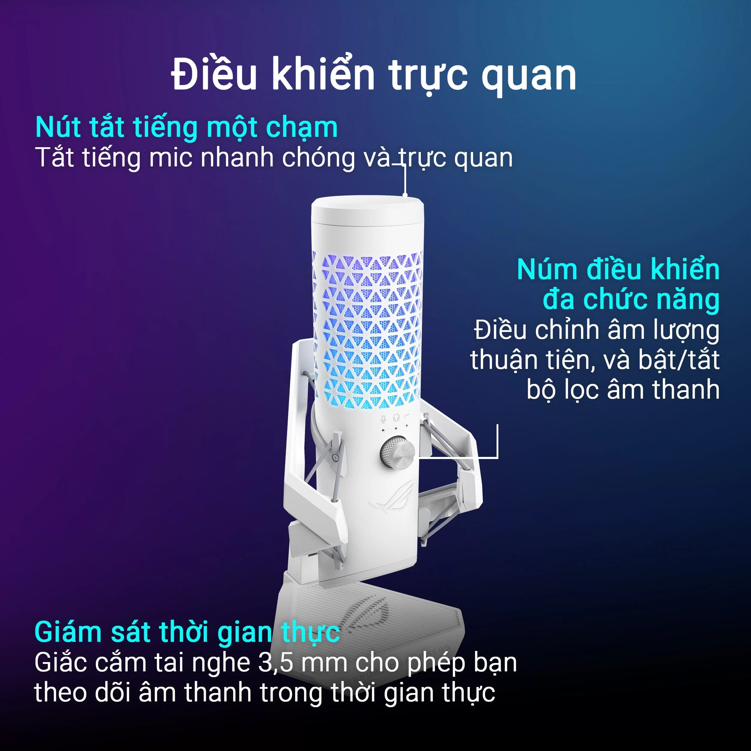 Microphone ASUS ROG Carnyx MoonLight White USB Gaming Microphone 10 Microphone ASUS ROG Carnyx MoonLight White USB Gaming Microphone - Ảnh 10