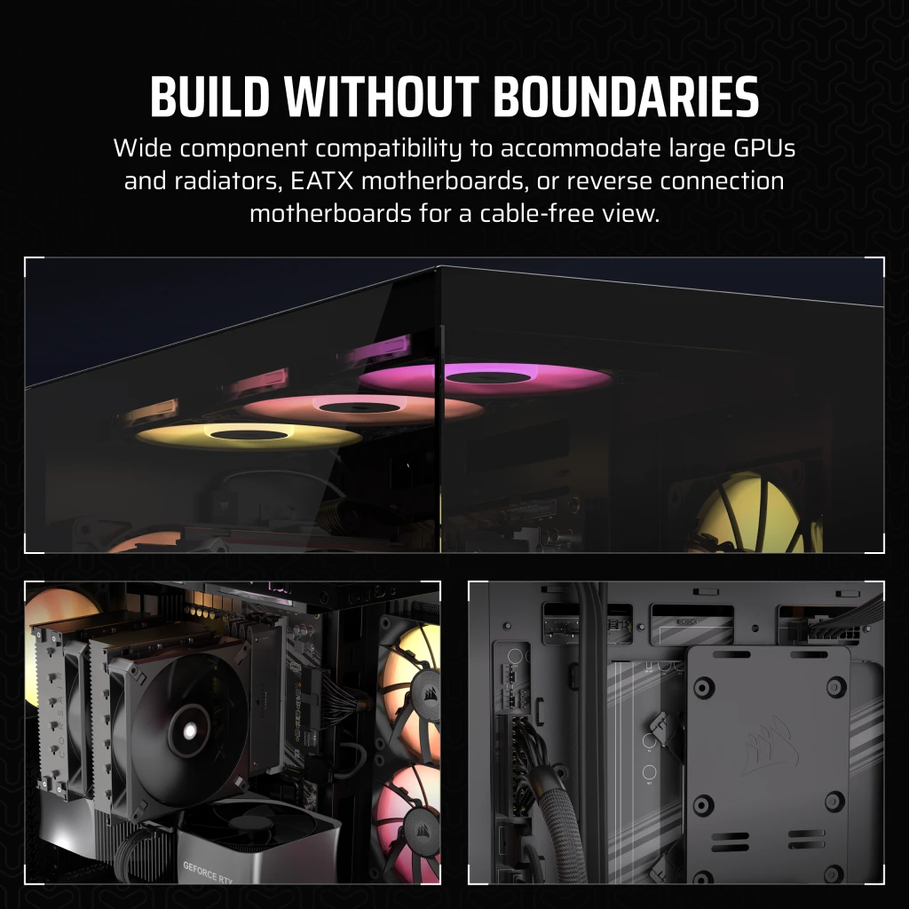CORSAIR 3500X ARGB Black Glass PC Case - Mid-Tower, 3x RS120 ARGB fans, Reverse Connection Motherboard Compatible 9 CORSAIR 3500X ARGB Black Glass PC Case - Mid-Tower, 3x RS120 ARGB fans, Reverse Connection Motherboard Compatible - Ảnh 9