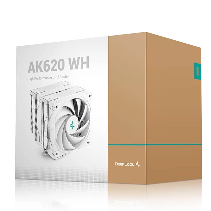 Deepcool AK620 WH High Performance Dual Tower CPU Air Cooler - White, 6 heatpipes, 2x 120mm FDB fans, Intel LGA 1700/AMD AM5 Support 10 Deepcool AK620 WH High Performance Dual Tower CPU Air Cooler - White, 6 heatpipes, 2x 120mm FDB fans, Intel LGA 1700/AMD AM5 Support - Ảnh 10