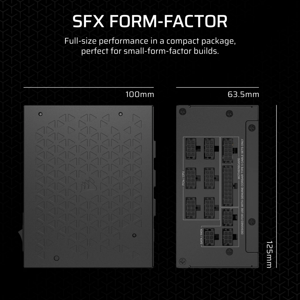 CORSAIR SF Platinum Series (2024) SF1000 SFX PSU - 1000 Watts, ATX 3.1 & PCIe 5.1, Fully Modular, 80 PLUS Platinum 11 CORSAIR SF Platinum Series (2024) SF1000 SFX PSU - 1000 Watts, ATX 3.1 & PCIe 5.1, Fully Modular, 80 PLUS Platinum - Ảnh 11