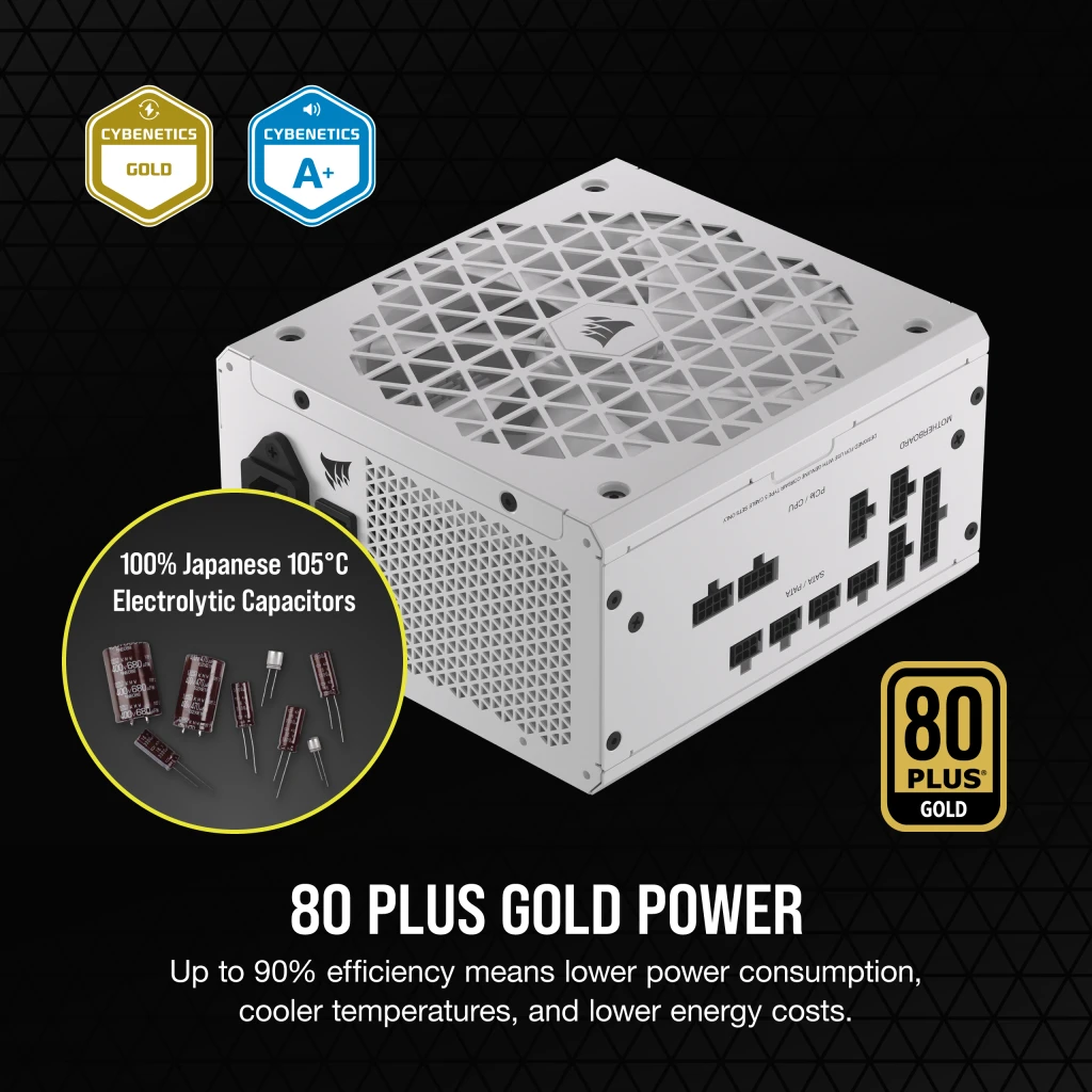 CORSAIR RMx Series RM750x SHIFT WHITE PSU - 750W, 80 Plus Gold, side cable interface, full modular 10 CORSAIR RMx Series RM750x SHIFT WHITE PSU - 750W, 80 Plus Gold, side cable interface, full modular - Ảnh 10