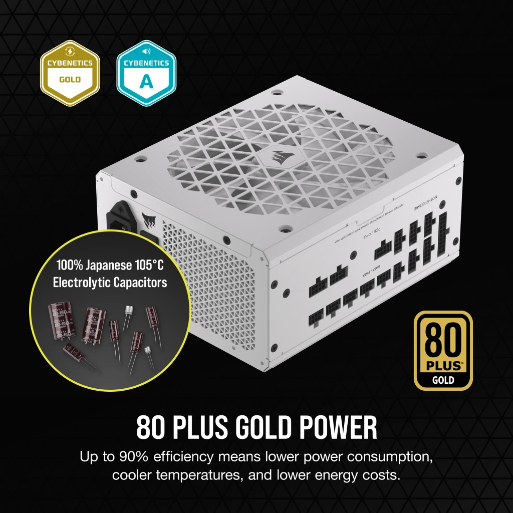 CORSAIR RMx Series RM1000x SHIFT WHITE PSU - 1000W, 80 Plus Gold, side cable interface, full modular 12 CORSAIR RMx Series RM1000x SHIFT WHITE PSU - 1000W, 80 Plus Gold, side cable interface, full modular - Ảnh 12