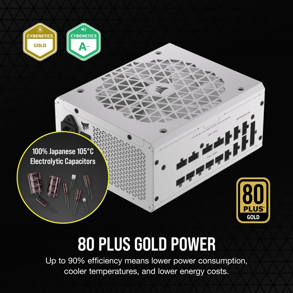CORSAIR RMx Series RM1200x SHIFT WHITE PSU - 1200W, 80 Plus Gold, side cable interface, full modular 12 CORSAIR RMx Series RM1200x SHIFT WHITE PSU - 1200W, 80 Plus Gold, side cable interface, full modular - Ảnh 12