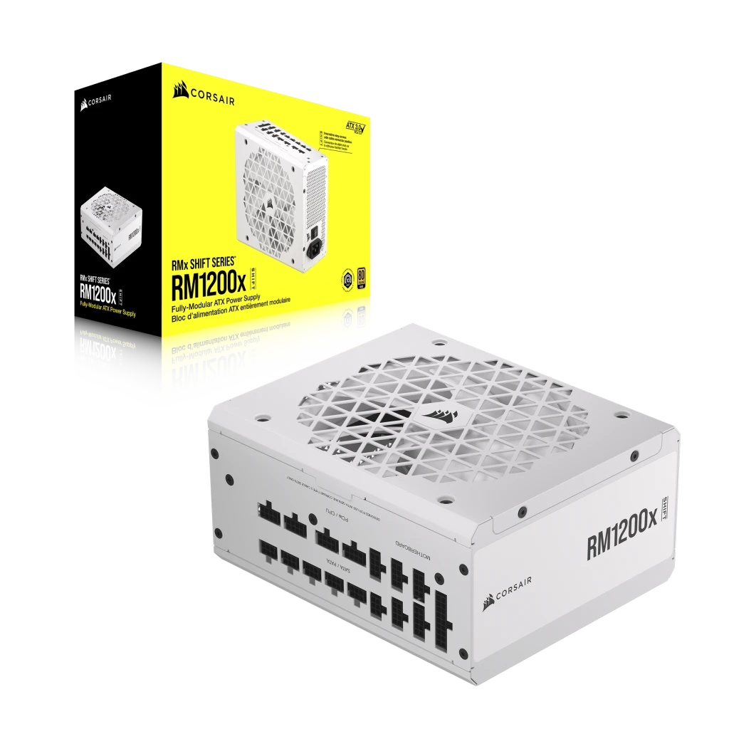 CORSAIR RMx Series RM1200x SHIFT WHITE PSU - 1200W, 80 Plus Gold, side cable interface, full modular 4 CORSAIR RMx Series RM1200x SHIFT WHITE PSU - 1200W, 80 Plus Gold, side cable interface, full modular - Ảnh 4