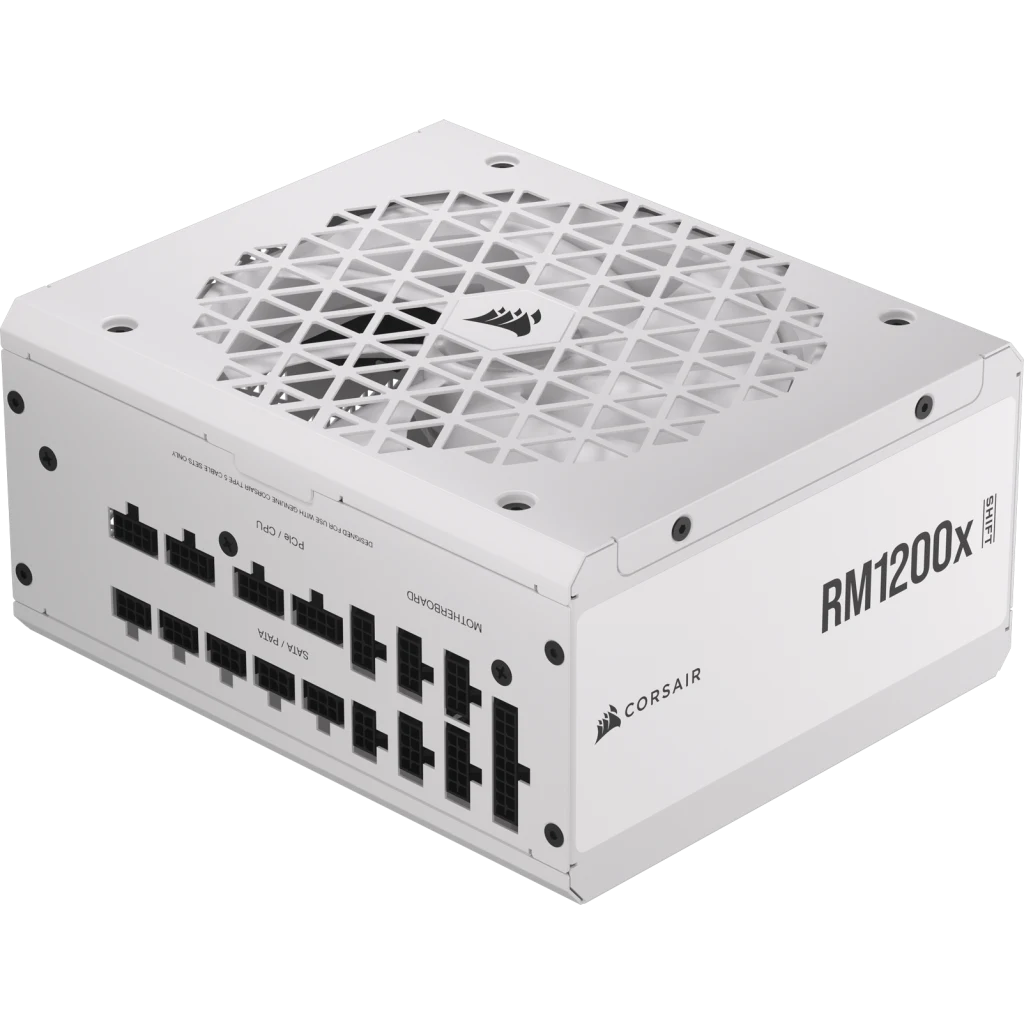 CORSAIR RMx Series RM1200x SHIFT WHITE PSU - 1200W, 80 Plus Gold, side cable interface, full modular 1 CORSAIR RMx Series RM1200x SHIFT WHITE PSU - 1200W, 80 Plus Gold, side cable interface, full modular