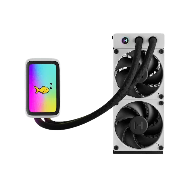HYTE THICC Q60 Digital LCD Liquid CPU Cooler - White, Dual Pump, 240x52mm Radiator, 5 inch Ultraslim HD-Display 42 Pixel qRGB LEDs 1 HYTE THICC Q60 Digital LCD Liquid CPU Cooler - White, Dual Pump, 240x52mm Radiator, 5 inch Ultraslim HD-Display 42 Pixel qRGB LEDs