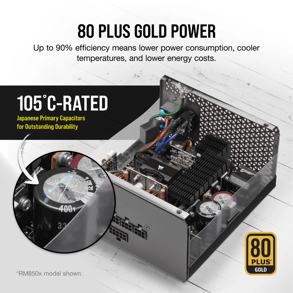 CORSAIR RMx Series RM1000x (2024) PSU - 1000W, 80 plus Gold, Full Modular, ATX 3.1 & PCIe 5.1 13 CORSAIR RMx Series RM1000x (2024) PSU - 1000W, 80 plus Gold, Full Modular, ATX 3.1 & PCIe 5.1 - Ảnh 13