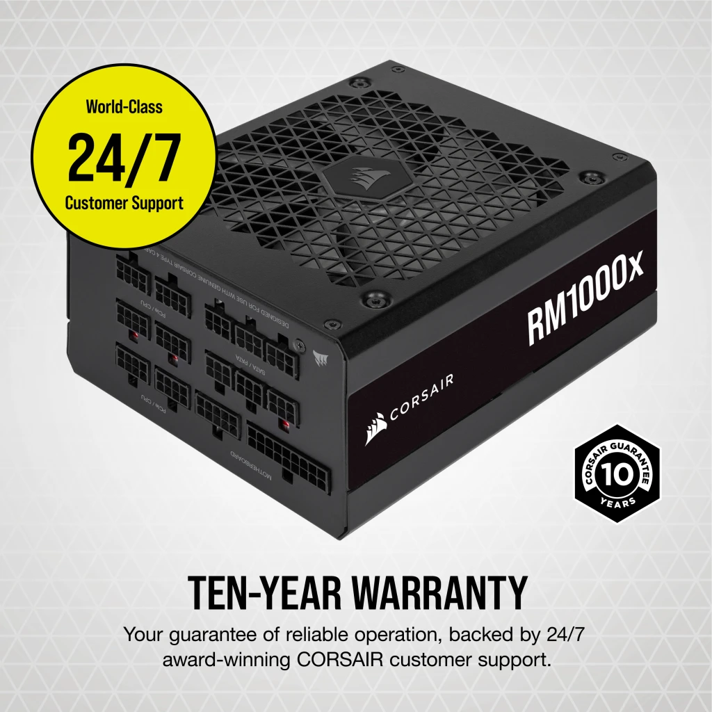 CORSAIR RMx Series RM1000x (2024) PSU - 1000W, 80 plus Gold, Full Modular, ATX 3.1 & PCIe 5.1 16 CORSAIR RMx Series RM1000x (2024) PSU - 1000W, 80 plus Gold, Full Modular, ATX 3.1 & PCIe 5.1 - Ảnh 16