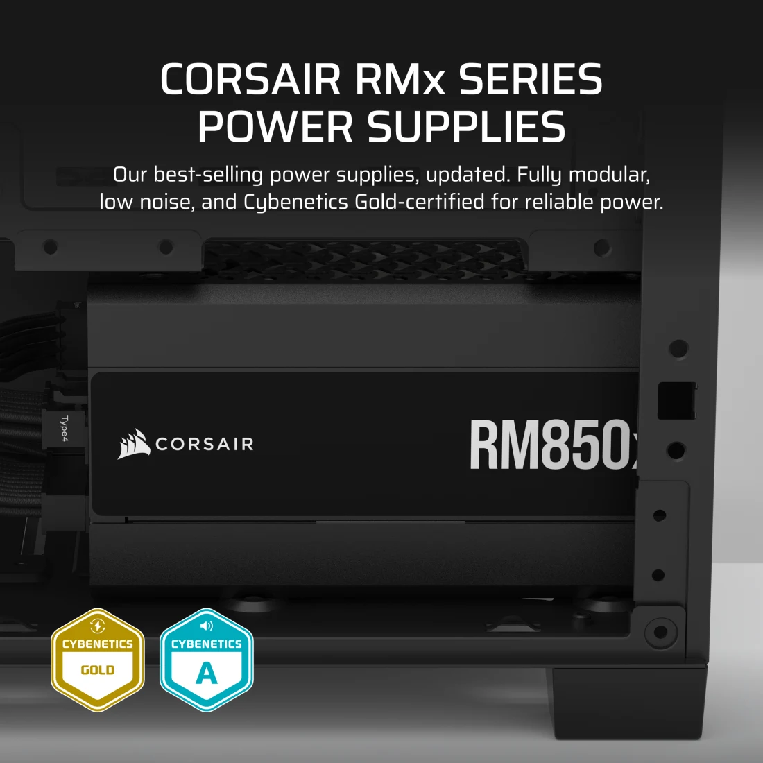 CORSAIR RMx Series RM850x PSU- 850W,Cybenetics Gold, Full Modular, ATX 3.1 & PCIe 5.1 3 CORSAIR RMx Series RM850x PSU- 850W,Cybenetics Gold, Full Modular, ATX 3.1 & PCIe 5.1 - Ảnh 3