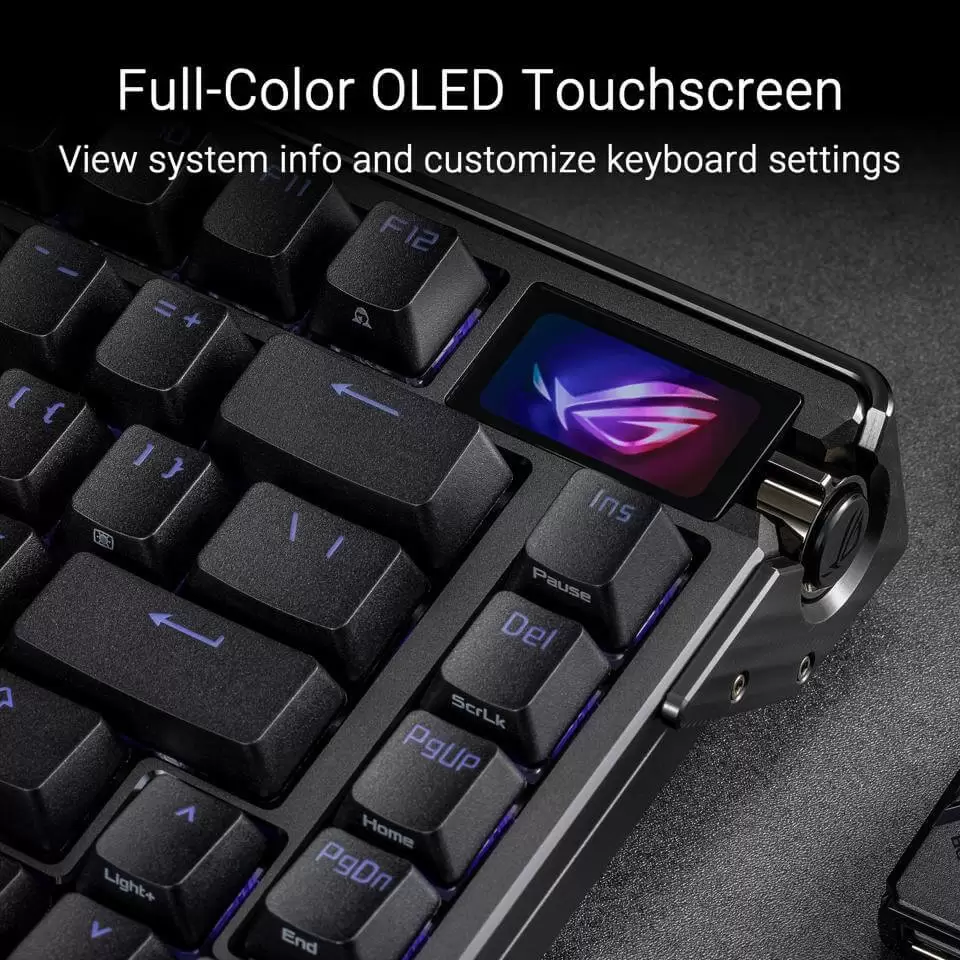 ASUS ROG Azoth Extreme Gaming Keyboard - NX Switch, 75 keys, Aluminum Case, 3 modes, Color OLED Touchscreen 7 ASUS ROG Azoth Extreme Gaming Keyboard - NX Switch, 75 keys, Aluminum Case, 3 modes, Color OLED Touchscreen - Ảnh 7