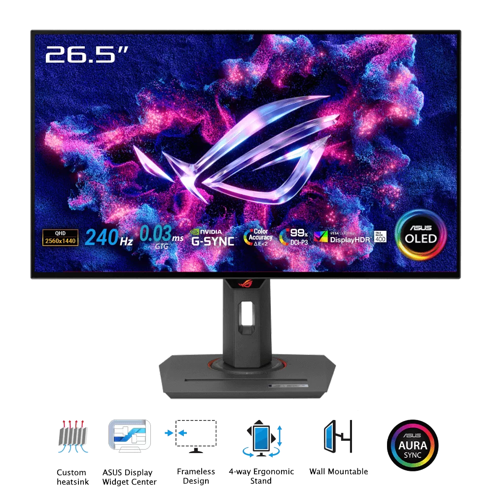 ASUS ROG Strix OLED XG27AQDMG Gaming Monitor - 27 inch 2K QHD (2560x1440), glossy WOLED panel, 240 Hz, 0.03 ms, G-SYNC® compatible, 99% DCI-P3 1 ASUS ROG Strix OLED XG27AQDMG Gaming Monitor - 27 inch 2K QHD (2560x1440), glossy WOLED panel, 240 Hz, 0.03 ms, G-SYNC® compatible, 99% DCI-P3
