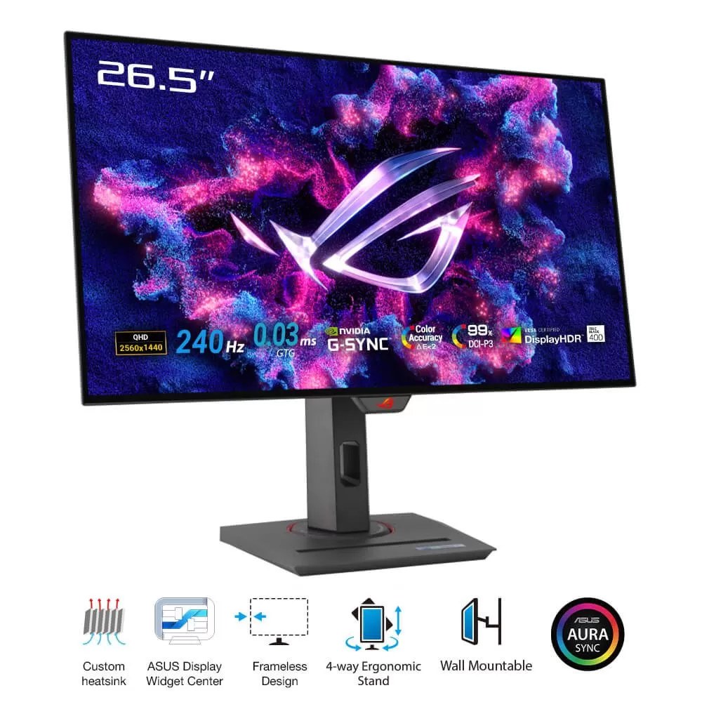 ASUS ROG Strix OLED XG27AQDMG Gaming Monitor - 27 inch 2K QHD (2560x1440), glossy WOLED panel, 240 Hz, 0.03 ms, G-SYNC® compatible, 99% DCI-P3 3 ASUS ROG Strix OLED XG27AQDMG Gaming Monitor - 27 inch 2K QHD (2560x1440), glossy WOLED panel, 240 Hz, 0.03 ms, G-SYNC® compatible, 99% DCI-P3 - Ảnh 3