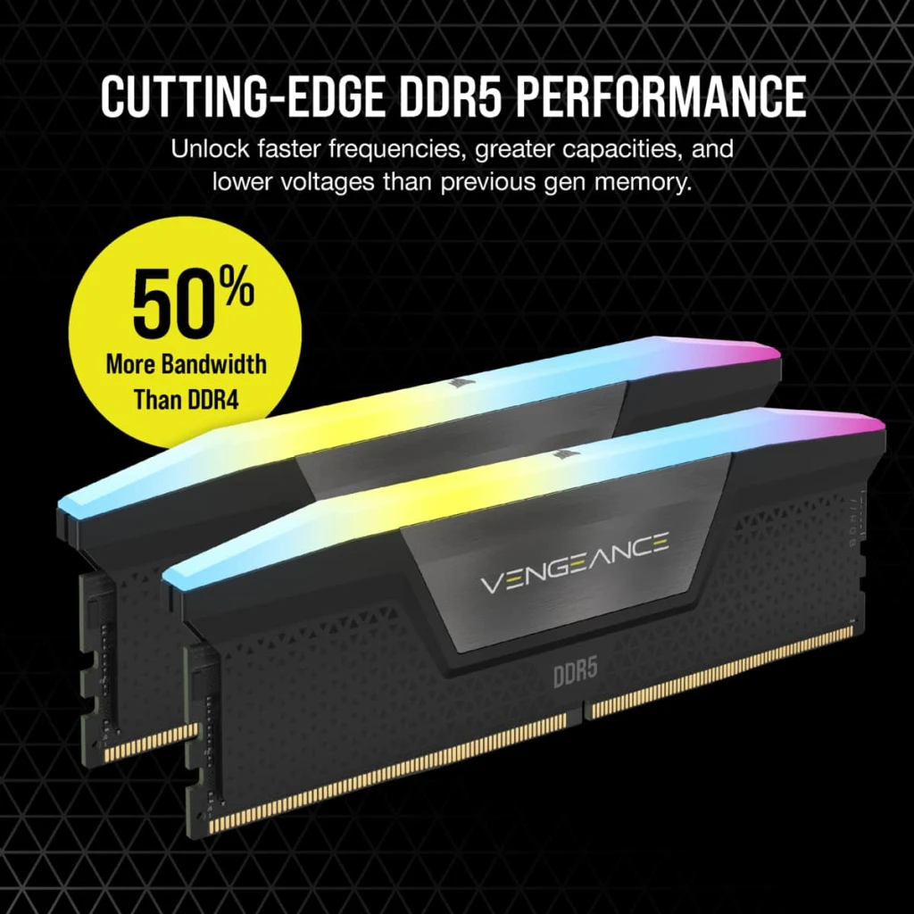 CORSAIR Vengeance RGB Black 64GB Memory Kit - Black, 64GB (2x32GB) 6000MHz C40 DDR5 (CMH64GX5M2B6000C40) 4 CORSAIR Vengeance RGB Black 64GB Memory Kit - Black, 64GB (2x32GB) 6000MHz C40 DDR5 (CMH64GX5M2B6000C40) - Ảnh 4
