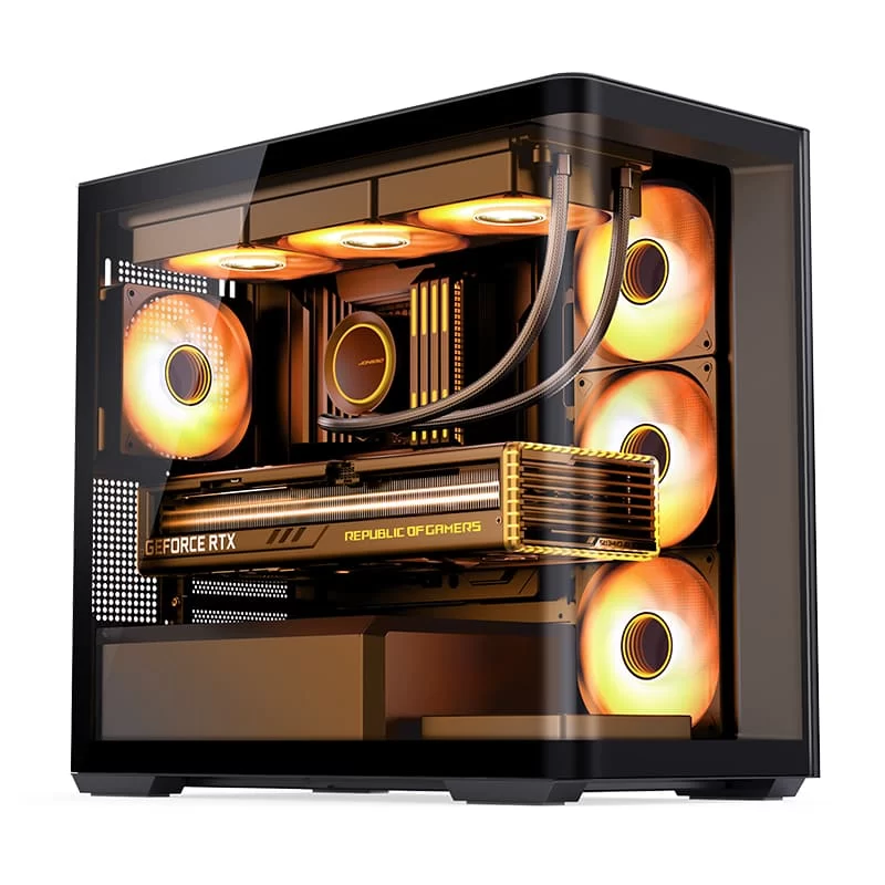 Jonsbo D300 Black Micro-ATX Tower Case - One-Piece Glass Panel AO270 Deg View, MATX Back Plug-in BTF Motherboard, Support 360 AIO 5 Jonsbo D300 Black Micro-ATX Tower Case - One-Piece Glass Panel AO270 Deg View, MATX Back Plug-in BTF Motherboard, Support 360 AIO - Ảnh 5