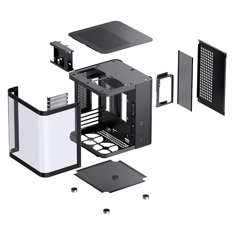 Jonsbo TK-1 Black Micro ATX Mini Tower Case - Hyperboloid Glass Design, Support ATX power + 240 AIO 7 Jonsbo TK-1 Black Micro ATX Mini Tower Case - Hyperboloid Glass Design, Support ATX power + 240 AIO - Ảnh 7
