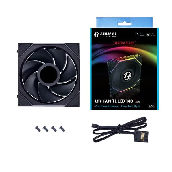Lian Li UNI FAN TL LCD 140 Reverse Blade Single Black Fan (14RTLLCD1B) - 1x 140mm fans 2 Lian Li UNI FAN TL LCD 140 Reverse Blade Single Black Fan (14RTLLCD1B) - 1x 140mm fans - Ảnh 2