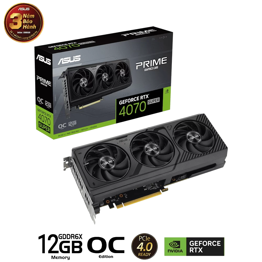 ASUS PRIME GeForce RTX 4070 SUPER OC Edition 12GB GDDR6X (PRIME-RTX4070S-O12G) Graphics Card 1 ASUS PRIME GeForce RTX 4070 SUPER OC Edition 12GB GDDR6X (PRIME-RTX4070S-O12G) Graphics Card
