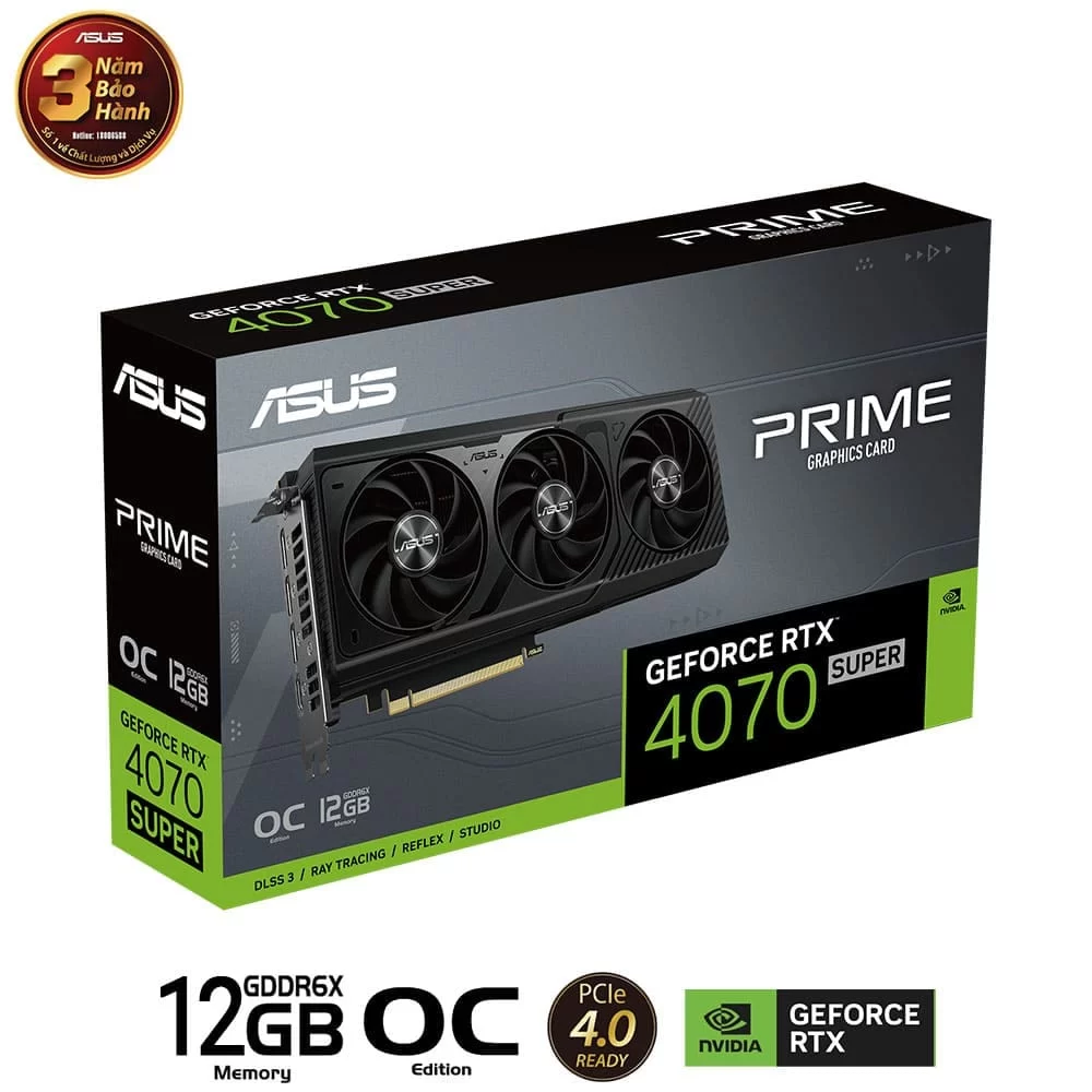 ASUS PRIME GeForce RTX 4070 SUPER OC Edition 12GB GDDR6X (PRIME-RTX4070S-O12G) Graphics Card 3 ASUS PRIME GeForce RTX 4070 SUPER OC Edition 12GB GDDR6X (PRIME-RTX4070S-O12G) Graphics Card - Ảnh 3