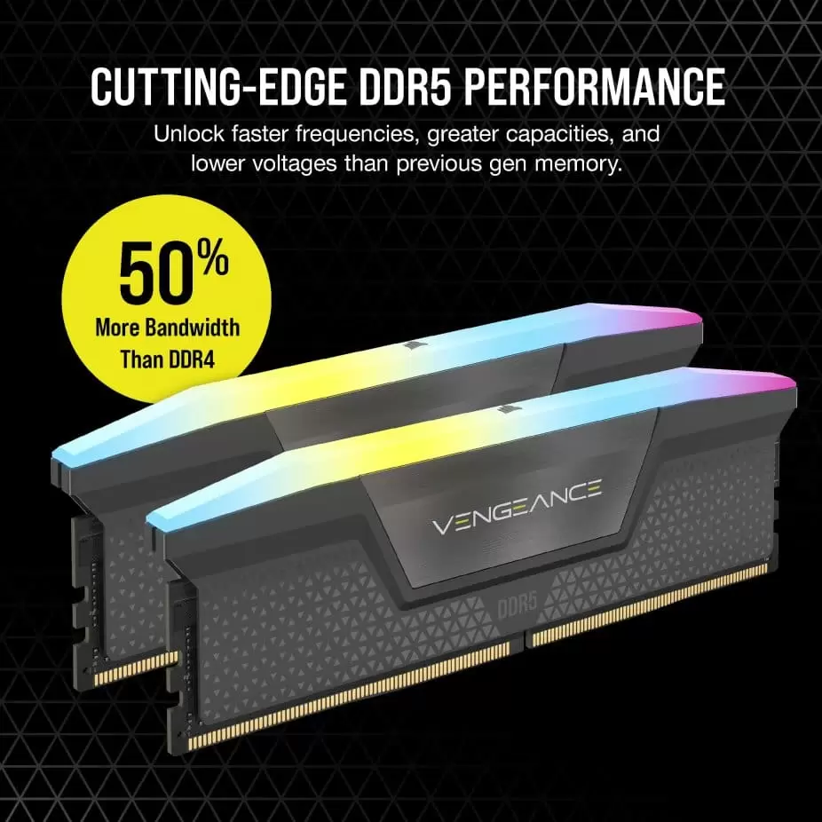 CORSAIR Vengeance RGB 32GB Memory Kit - Black, 32GB (2x16GB) DDR5, 6000MHz, CL36 AMD EXPO & Intel XMP (CMH32GX5M2E6000Z36) 3 CORSAIR Vengeance RGB 32GB Memory Kit - Black, 32GB (2x16GB) DDR5, 6000MHz, CL36 AMD EXPO & Intel XMP (CMH32GX5M2E6000Z36) - Ảnh 3