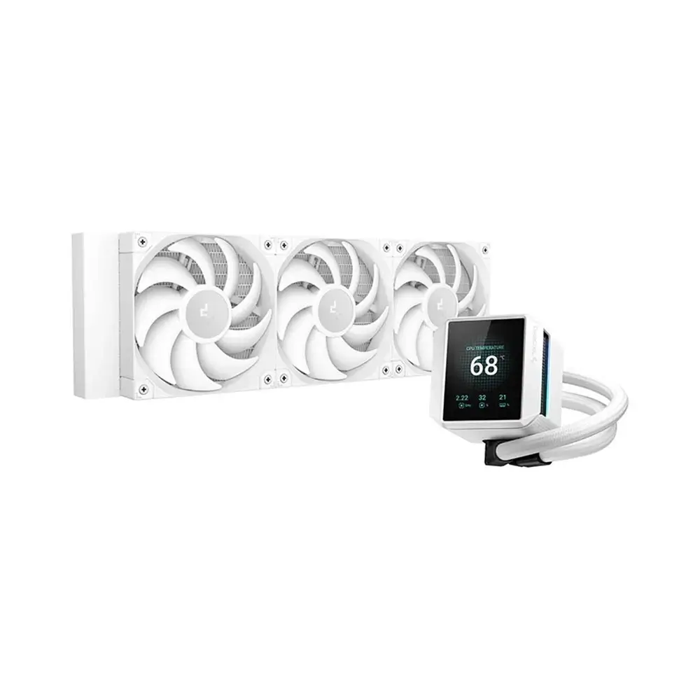DeepCool MYSTIQUE 360 WH AIO Liquid CPU Cooler - White, 360mm Radiator, 5th Gen Pump 3400RPM AIO 2.8" 640x480 TFT LCD Screen, Anti-Leak Tech, FT12 SE PWM Fans 7 DeepCool MYSTIQUE 360 WH AIO Liquid CPU Cooler - White, 360mm Radiator, 5th Gen Pump 3400RPM AIO 2.8" 640x480 TFT LCD Screen, Anti-Leak Tech, FT12 SE PWM Fans - Ảnh 7