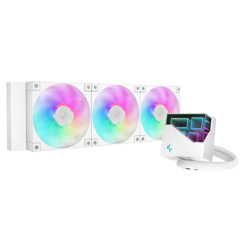 DeepCool LT360 ARGB WH AIO Liquid CPU Cooler - White, 360mm Radiator, FD12 ARGB Fans, 5th generation pump, AM5-LGA1700 compatible 1 DeepCool LT360 ARGB WH AIO Liquid CPU Cooler - White, 360mm Radiator, FD12 ARGB Fans, 5th generation pump, AM5-LGA1700 compatible