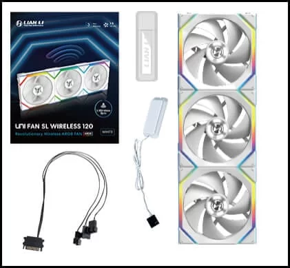 Lian Li UNI FAN SL Wireless Reverse Blade 120 Triple White Fan (12RSL1W3W) - 3x 120mm, Controller included