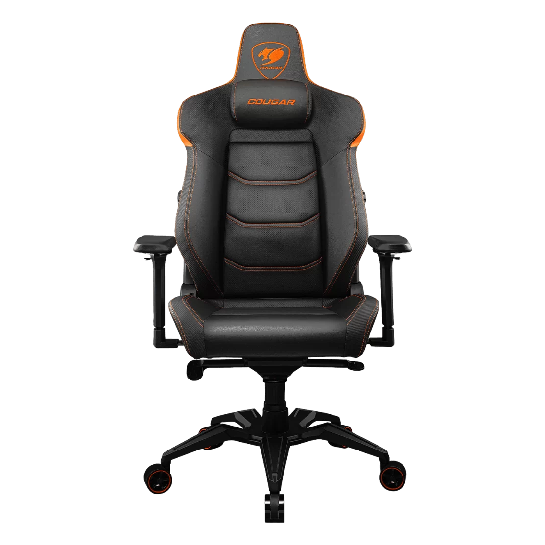 Cougar Armor EVO Gaming Chair - Orange, Magnetic Memory Foam Neck Pillow, PVC leather, Full steel frame, 5D armrest, Footrest, Lumbar Cushion 1 Cougar Armor EVO Gaming Chair - Orange, Magnetic Memory Foam Neck Pillow, PVC leather, Full steel frame, 5D armrest, Footrest, Lumbar Cushion