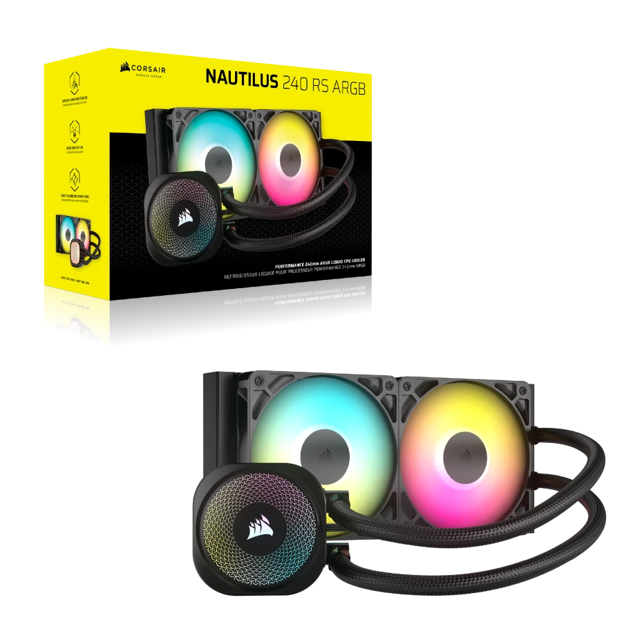 CORSAIR NAUTILUS 240 RS ARGB Liquid CPU Cooler (CW-9060092-WW) - Black, 240mm radiator, 2x 120mm RS120 ARGB fans 7 CORSAIR NAUTILUS 240 RS ARGB Liquid CPU Cooler (CW-9060092-WW) - Black, 240mm radiator, 2x 120mm RS120 ARGB fans - Ảnh 7
