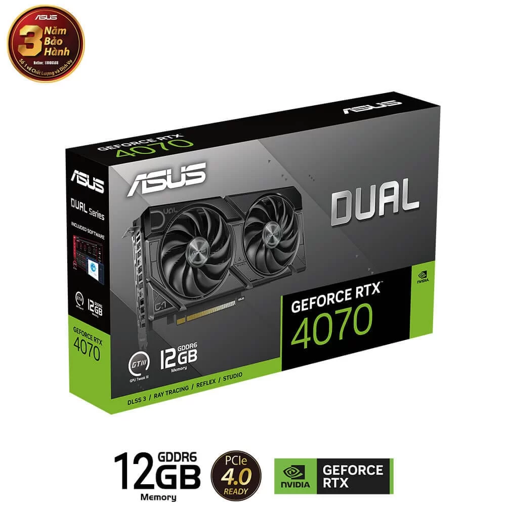 ASUS Dual GeForce RTX 4070 EVO OC Edition 12GB GDDR6X (DUAL-RTX4070-O12G-EVO) Graphics Card 3 ASUS Dual GeForce RTX 4070 EVO OC Edition 12GB GDDR6X (DUAL-RTX4070-O12G-EVO) Graphics Card - Ảnh 3