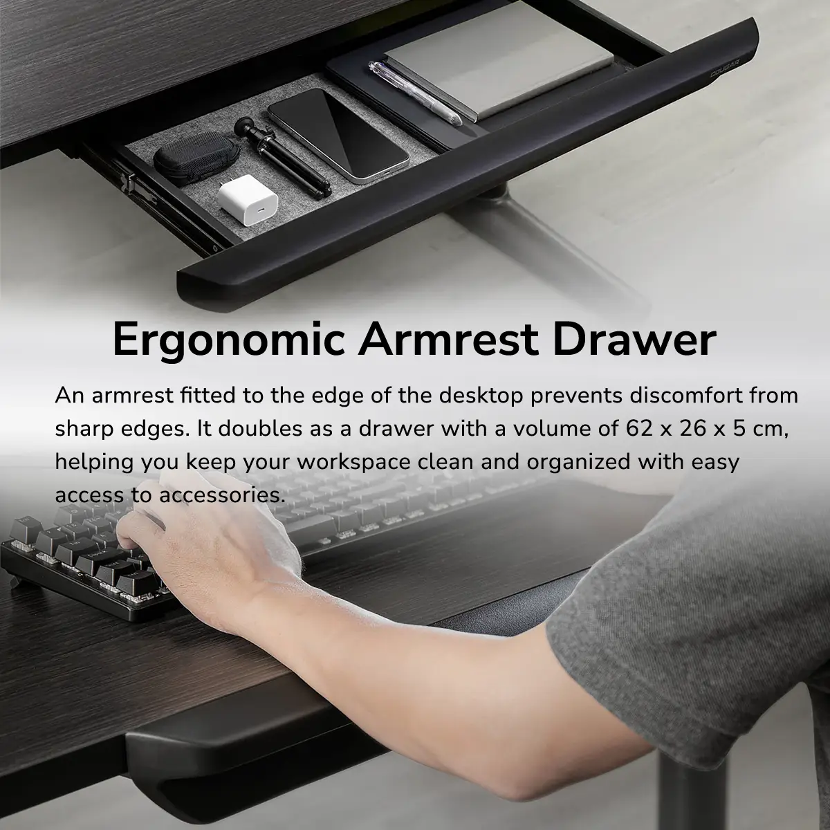 Cougar E-ODYSSEY Electric Gaming Desk (1500 x 700 x 25 mm) 22 Cougar E-ODYSSEY Electric Gaming Desk (1500 x 700 x 25 mm) - Ảnh 22