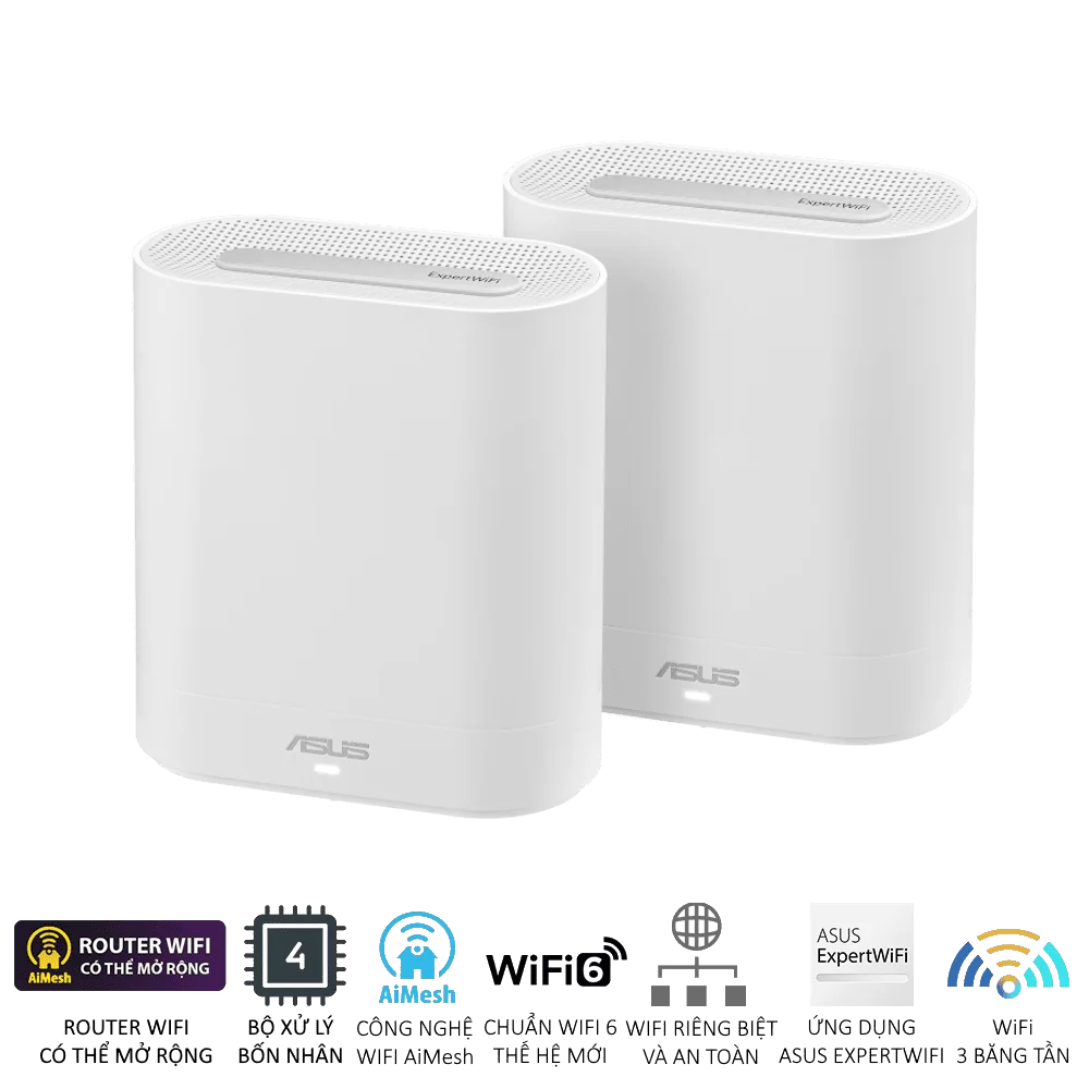 ASUS ExpertWiFi EBM68 2 packs Router - White, AX7800 Tri-band Business Mesh WiFi 6 Syste 1 ASUS ExpertWiFi EBM68 2 packs Router - White, AX7800 Tri-band Business Mesh WiFi 6 Syste
