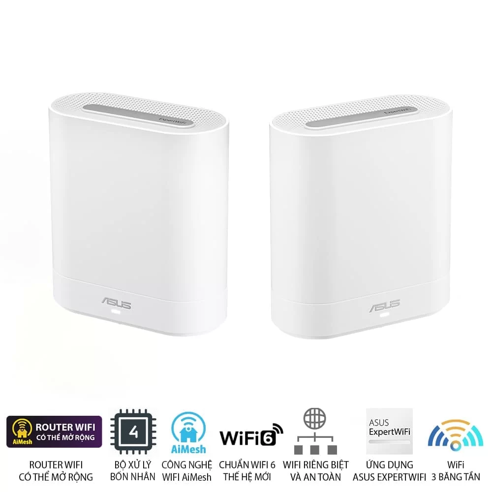 ASUS ExpertWiFi EBM68 2 packs Router - White, AX7800 Tri-band Business Mesh WiFi 6 Syste 2 ASUS ExpertWiFi EBM68 2 packs Router - White, AX7800 Tri-band Business Mesh WiFi 6 Syste - Ảnh 2