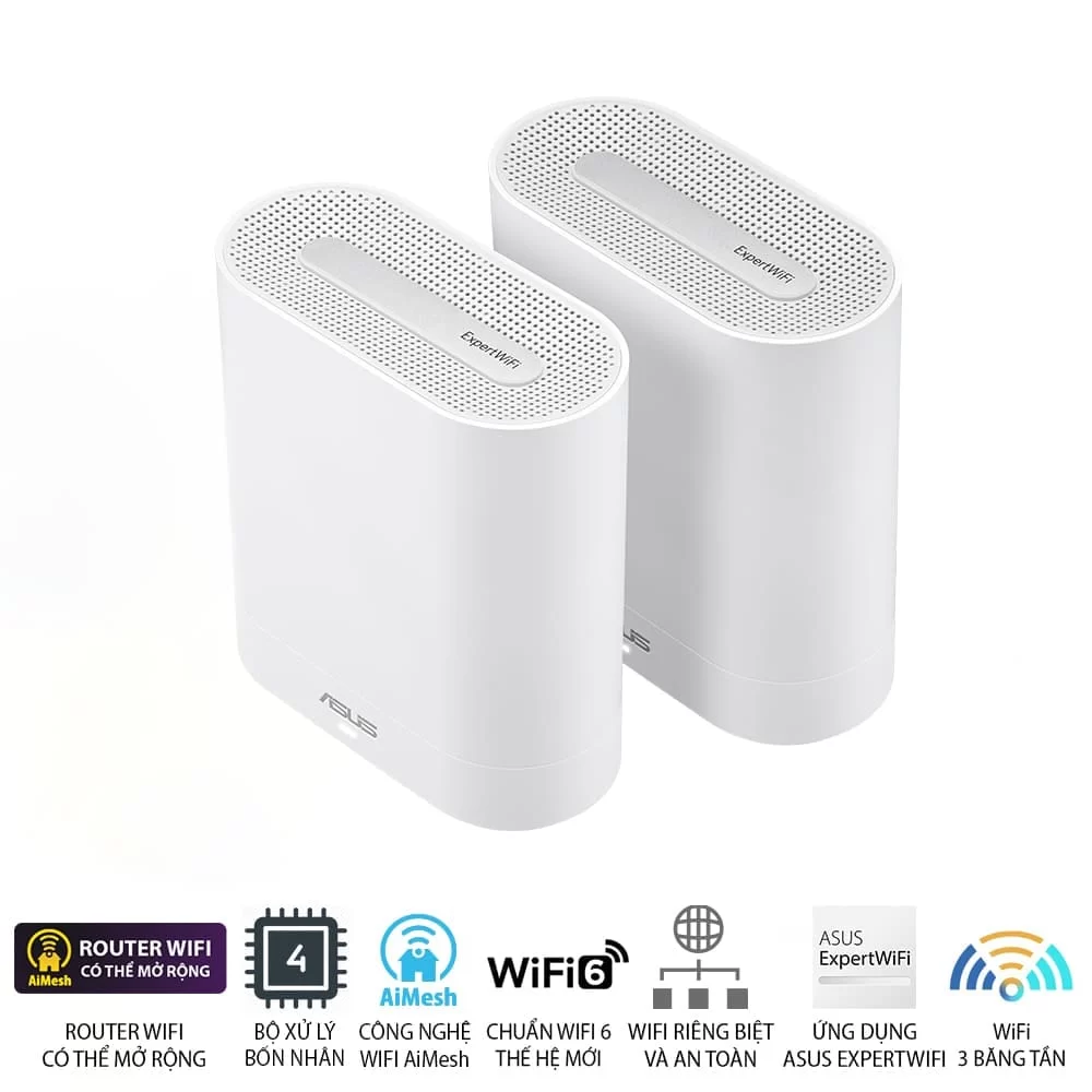 ASUS ExpertWiFi EBM68 2 packs Router - White, AX7800 Tri-band Business Mesh WiFi 6 Syste 3 ASUS ExpertWiFi EBM68 2 packs Router - White, AX7800 Tri-band Business Mesh WiFi 6 Syste - Ảnh 3