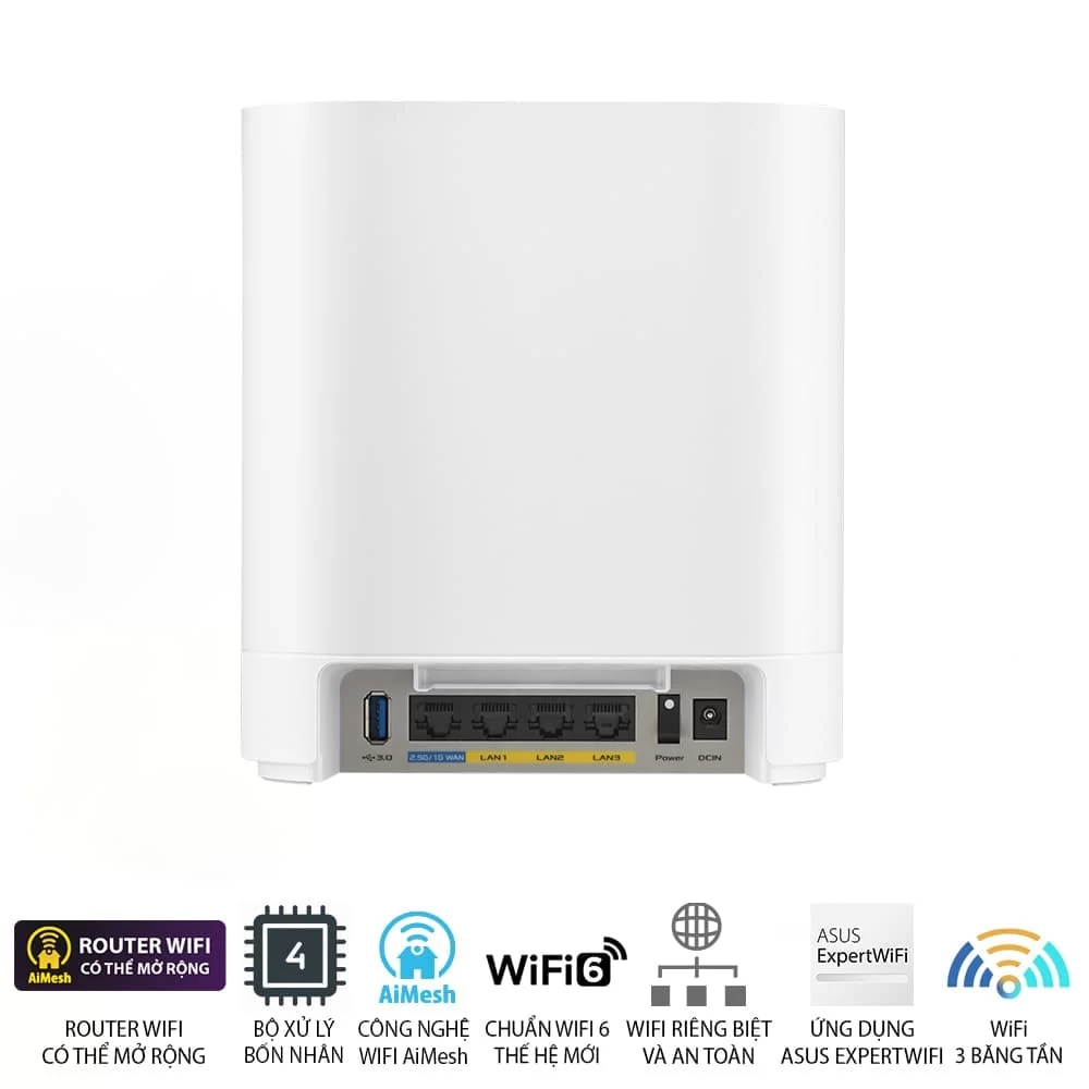 ASUS ExpertWiFi EBM68 2 packs Router - White, AX7800 Tri-band Business Mesh WiFi 6 Syste 6 ASUS ExpertWiFi EBM68 2 packs Router - White, AX7800 Tri-band Business Mesh WiFi 6 Syste - Ảnh 6