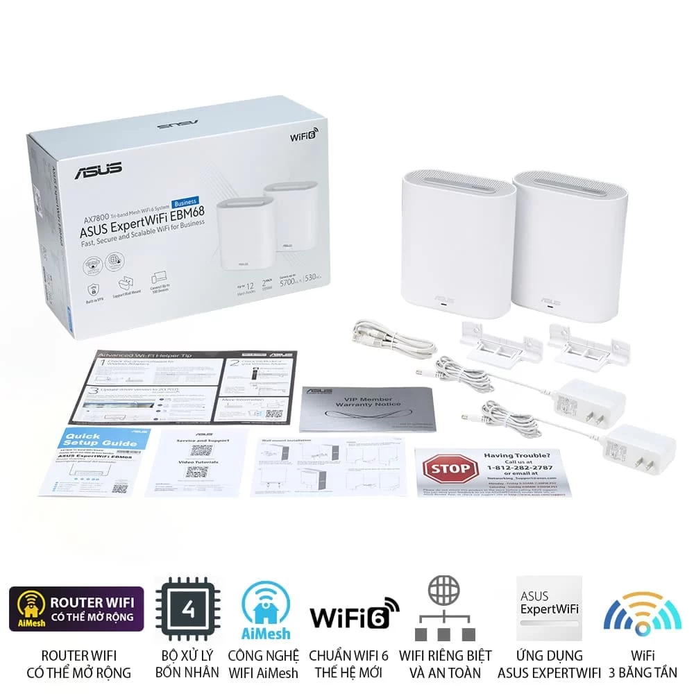 ASUS ExpertWiFi EBM68 2 packs Router - White, AX7800 Tri-band Business Mesh WiFi 6 Syste 11 ASUS ExpertWiFi EBM68 2 packs Router - White, AX7800 Tri-band Business Mesh WiFi 6 Syste - Ảnh 11