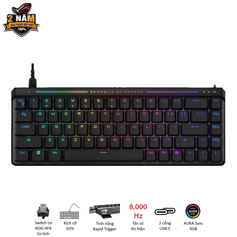 ASUS ROG Falchion Ace HFX Gaming Keyboard – Black, 65%, pre-lubed ROG HFX Magnetic Switches, 8K Hz polling rate, touch panel 1 ASUS ROG Falchion Ace HFX Gaming Keyboard – Black, 65%, pre-lubed ROG HFX Magnetic Switches, 8K Hz polling rate, touch panel