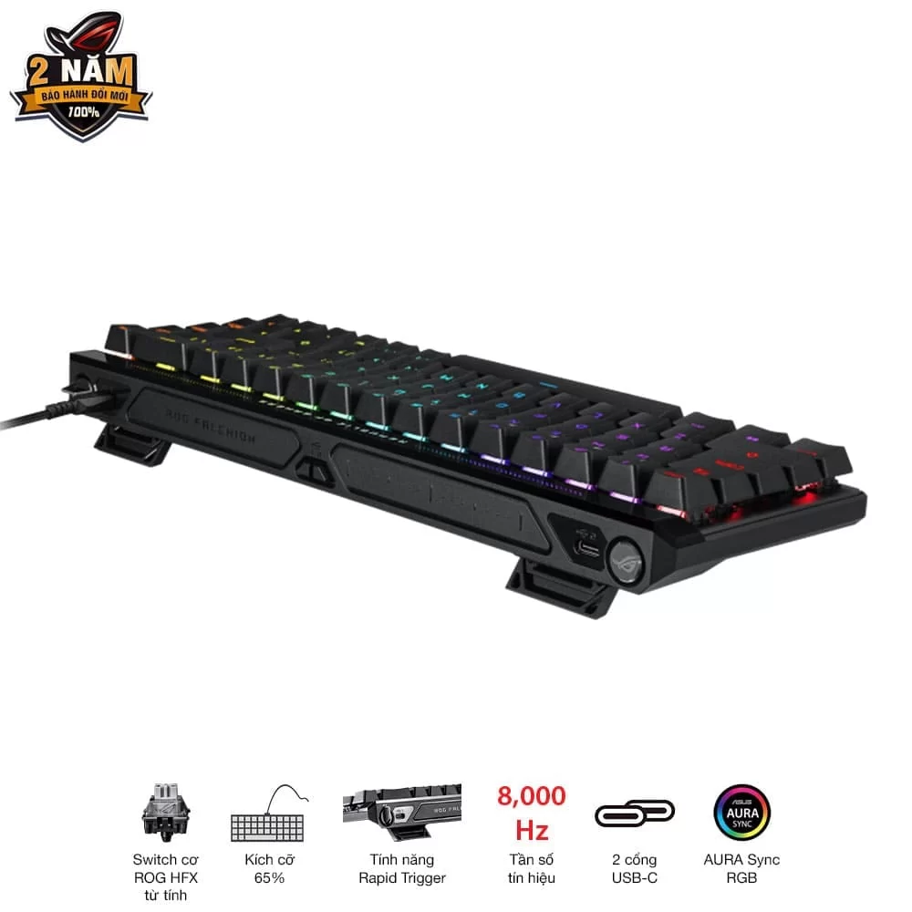 ASUS ROG Falchion Ace HFX Gaming Keyboard – Black, 65%, pre-lubed ROG HFX Magnetic Switches, 8K Hz polling rate, touch panel 6 ASUS ROG Falchion Ace HFX Gaming Keyboard – Black, 65%, pre-lubed ROG HFX Magnetic Switches, 8K Hz polling rate, touch panel - Ảnh 6