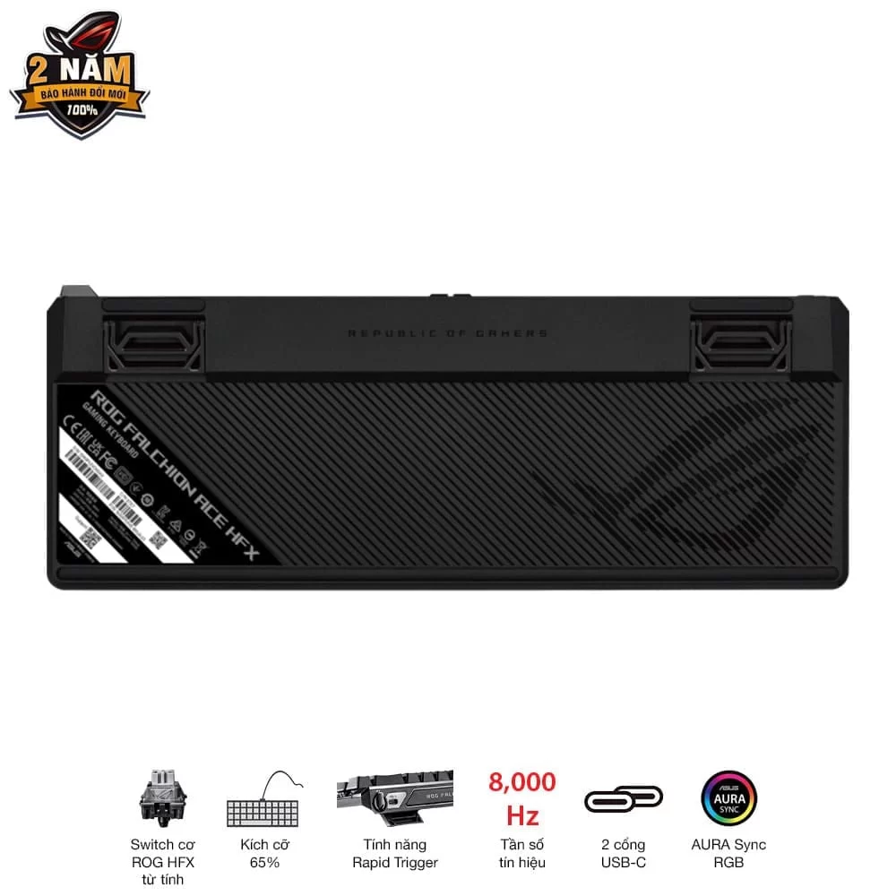 ASUS ROG Falchion Ace HFX Gaming Keyboard – Black, 65%, pre-lubed ROG HFX Magnetic Switches, 8K Hz polling rate, touch panel 10 ASUS ROG Falchion Ace HFX Gaming Keyboard – Black, 65%, pre-lubed ROG HFX Magnetic Switches, 8K Hz polling rate, touch panel - Ảnh 10
