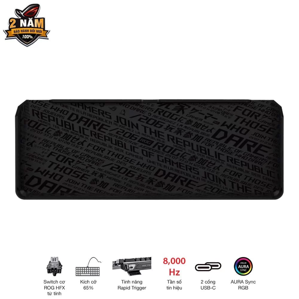 ASUS ROG Falchion Ace HFX Gaming Keyboard – Black, 65%, pre-lubed ROG HFX Magnetic Switches, 8K Hz polling rate, touch panel 11 ASUS ROG Falchion Ace HFX Gaming Keyboard – Black, 65%, pre-lubed ROG HFX Magnetic Switches, 8K Hz polling rate, touch panel - Ảnh 11