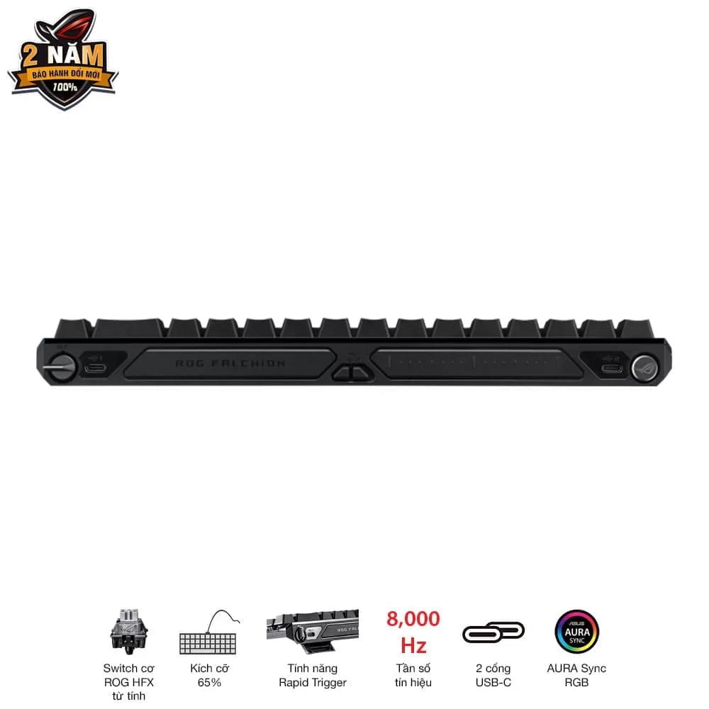 ASUS ROG Falchion Ace HFX Gaming Keyboard – Black, 65%, pre-lubed ROG HFX Magnetic Switches, 8K Hz polling rate, touch panel 13 ASUS ROG Falchion Ace HFX Gaming Keyboard – Black, 65%, pre-lubed ROG HFX Magnetic Switches, 8K Hz polling rate, touch panel - Ảnh 13