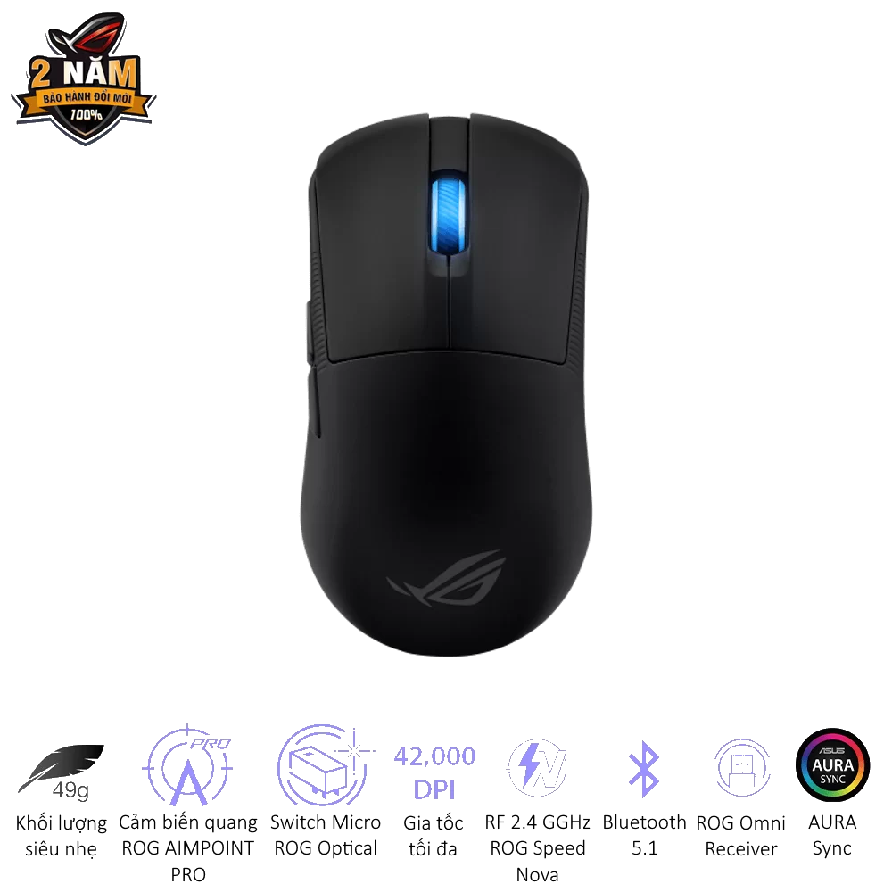 ASUS ROG Harpe Ace Mini Black Gaming Mouse - 49g ultra-lightweight, Wireless 2.4GHz RF, Bluetooth, Wired, 42K DPI Sensor 1 ASUS ROG Harpe Ace Mini Black Gaming Mouse - 49g ultra-lightweight, Wireless 2.4GHz RF, Bluetooth, Wired, 42K DPI Sensor