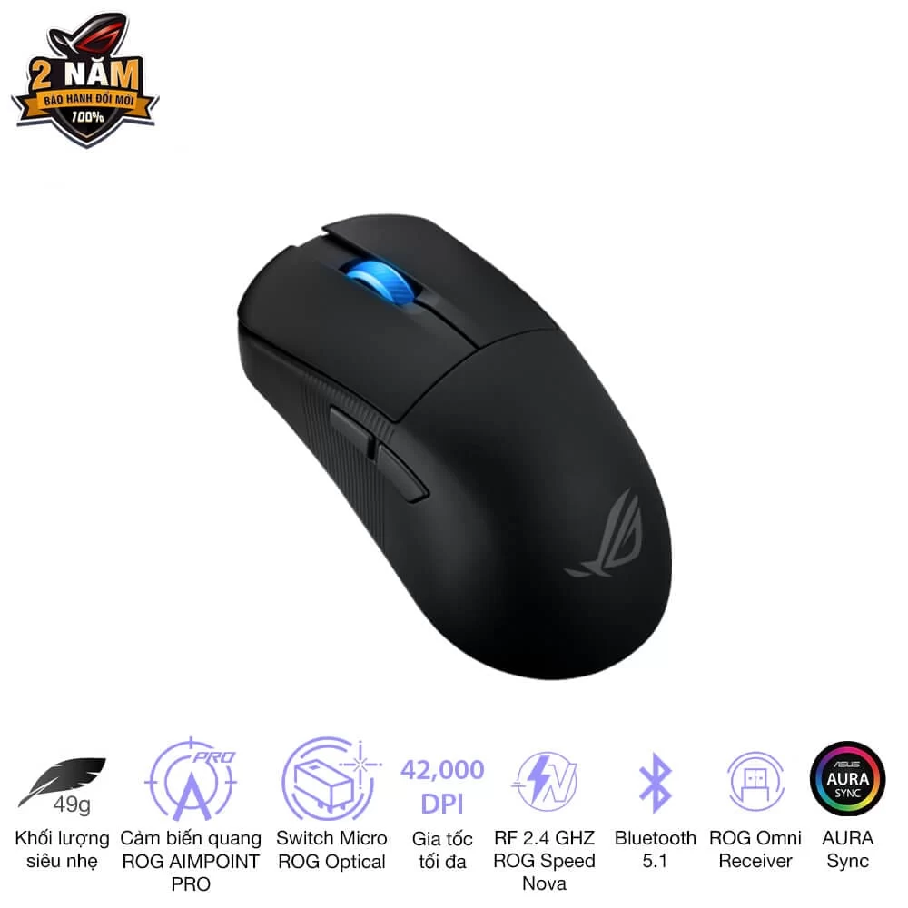 ASUS ROG Harpe Ace Mini Black Gaming Mouse - 49g ultra-lightweight, Wireless 2.4GHz RF, Bluetooth, Wired, 42K DPI Sensor 5 ASUS ROG Harpe Ace Mini Black Gaming Mouse - 49g ultra-lightweight, Wireless 2.4GHz RF, Bluetooth, Wired, 42K DPI Sensor - Ảnh 5