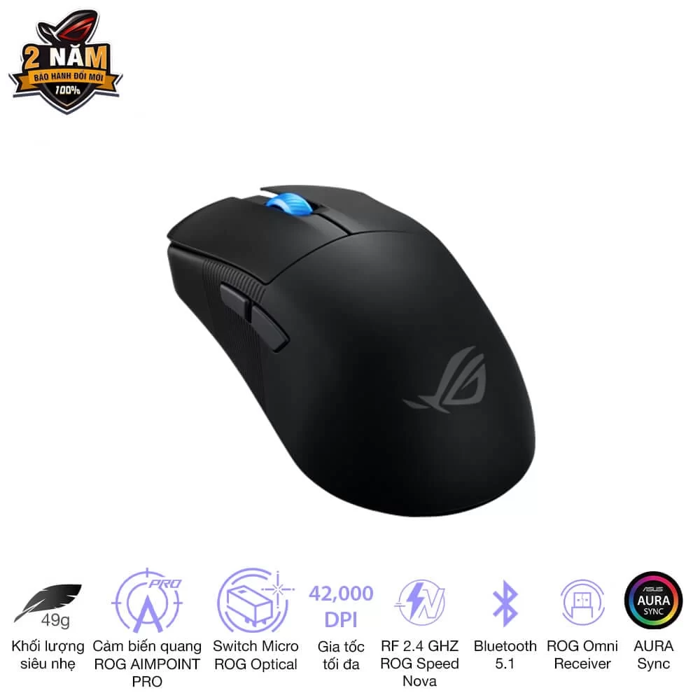 ASUS ROG Harpe Ace Mini Black Gaming Mouse - 49g ultra-lightweight, Wireless 2.4GHz RF, Bluetooth, Wired, 42K DPI Sensor 8 ASUS ROG Harpe Ace Mini Black Gaming Mouse - 49g ultra-lightweight, Wireless 2.4GHz RF, Bluetooth, Wired, 42K DPI Sensor - Ảnh 8